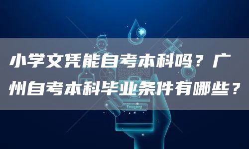 小学文凭能自考本科吗？广州自考本科毕业条件有哪些？