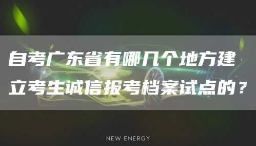 自考广东省有哪几个地方建立考生诚信报考档案试点的？