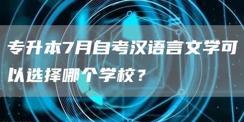 专升本7月自考汉语言文学可以选择哪个学校？