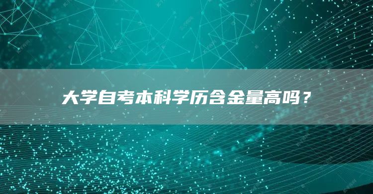 大学自考本科学历含金量高吗？