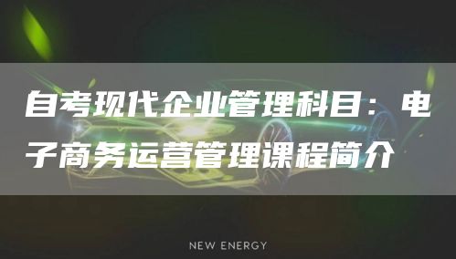 自考现代企业管理科目：电子商务运营管理课程简介