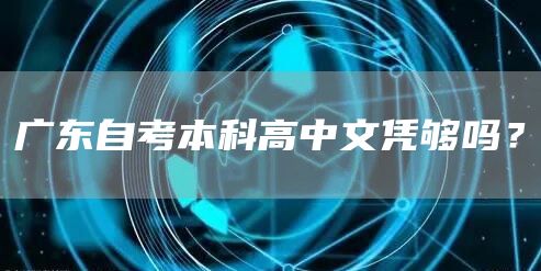 广东自考本科高中文凭够吗？