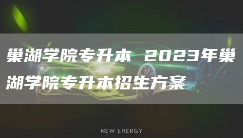 巢湖学院专升本 2023年巢湖学院专升本招生方案