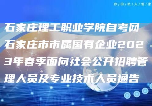 石家庄理工职业学院自考网 石家庄市市属国有企业2023年春季面向社会公开招聘管理人员及专业技术人员通告(图1)