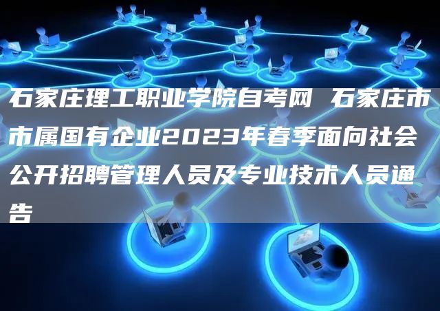 石家庄理工职业学院自考网 石家庄市市属国有企业2023年春季面向社会公开招聘管理