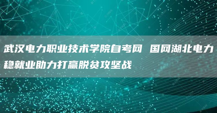 武汉电力职业技术学院自考网 国网湖北电力稳就业助力打赢脱贫攻坚战(图1)