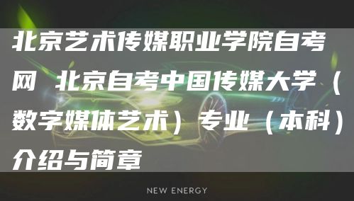 北京艺术传媒职业学院自考网 北京自考中国传媒大学（数字媒体艺术）专业（本科）介绍