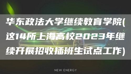 华东政法大学继续教育学院(这14所上海高校2023年继续开展招收插班生试点工作)