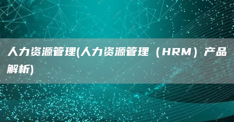 人力资源管理(人力资源管理（HRM）产品解析)(图1)