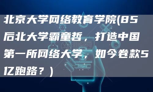 北京大学网络教育学院(85后北大学霸童哲，打造中国第一所网络大学，如今卷款5亿跑