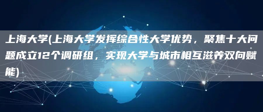 上海大学(上海大学发挥综合性大学优势，聚焦十大问题成立12个调研组，实现大学与城