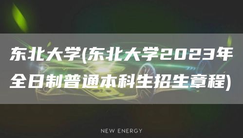 东北大学(东北大学2023年全日制普通本科生招生章程)