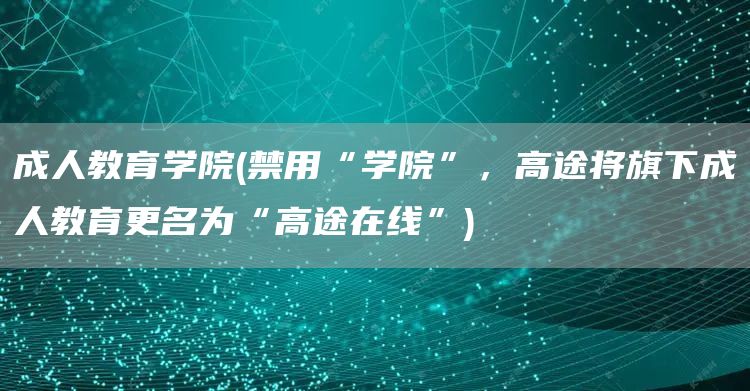 成人教育学院(禁用“学院”，高途将旗下成人教育更名为“高途在线”)