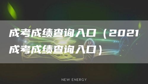 成考成绩查询入口（2021成考成绩查询入口）