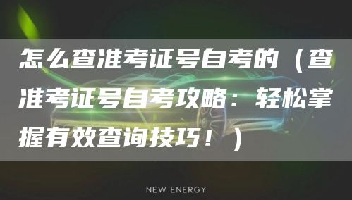 怎么查准考证号自考的（查准考证号自考攻略：轻松掌握有效查询技巧！）