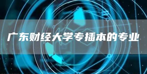 广东财经大学专插本的专业