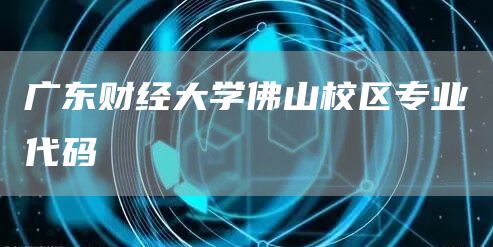 广东财经大学佛山校区专业代码